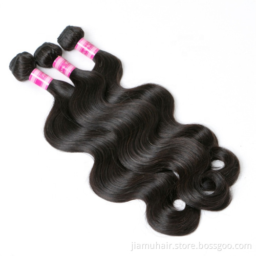 Natural Color Brazilian Body Wave Human Hair Bundles Remy Hair Weave Weft Extensions Black